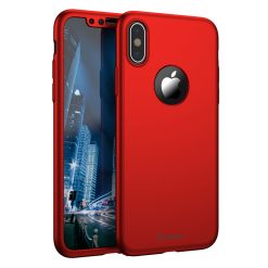 Kryty na mobil | Puzdro iPaky 360 Protection Full Body červené + Tvrdené sklo – iPhone X / XS | Kryty na mobil