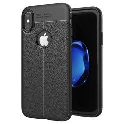 Kryty na mobil | Zadný kryt litchi pattern čierny – iPhone X / XS | Kryty na mobil