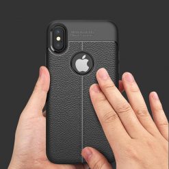 Kryty na mobil | Zadný kryt litchi pattern čierny – iPhone X / XS | Kryty na mobil