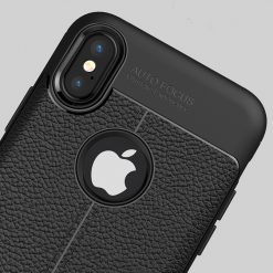 Kryty na mobil | Zadný kryt litchi pattern čierny – iPhone X / XS | Kryty na mobil