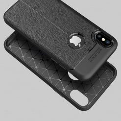 Kryty na mobil | Zadný kryt litchi pattern čierny – iPhone X / XS | Kryty na mobil