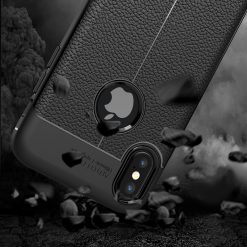 Kryty na mobil | Zadný kryt litchi pattern čierny – iPhone X / XS | Kryty na mobil