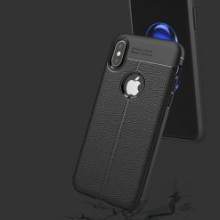 Kryty na mobil | Zadný kryt litchi pattern čierny – iPhone X / XS | Kryty na mobil