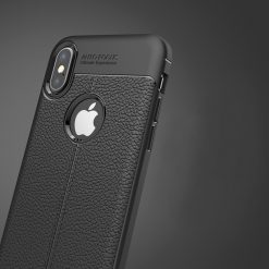 Kryty na mobil | Zadný kryt litchi pattern čierny – iPhone X / XS | Kryty na mobil
