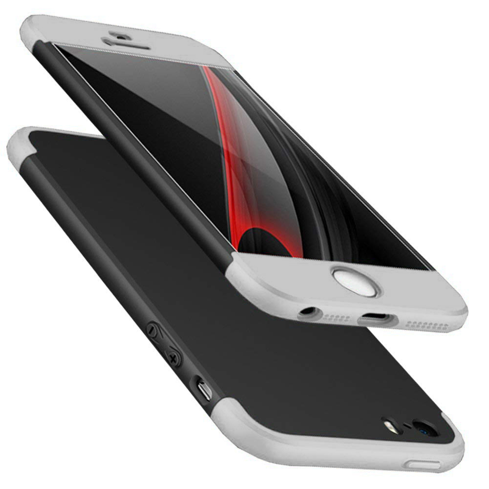 Puzdro 360 Protection strieborno-čierne – iPhone 5 / 5S / SE | Kryty na mobil Kryty na mobil | Puzdro 360 Protection strieborno-čierne – iPhone 5 / 5S / SE | Kryty na mobil