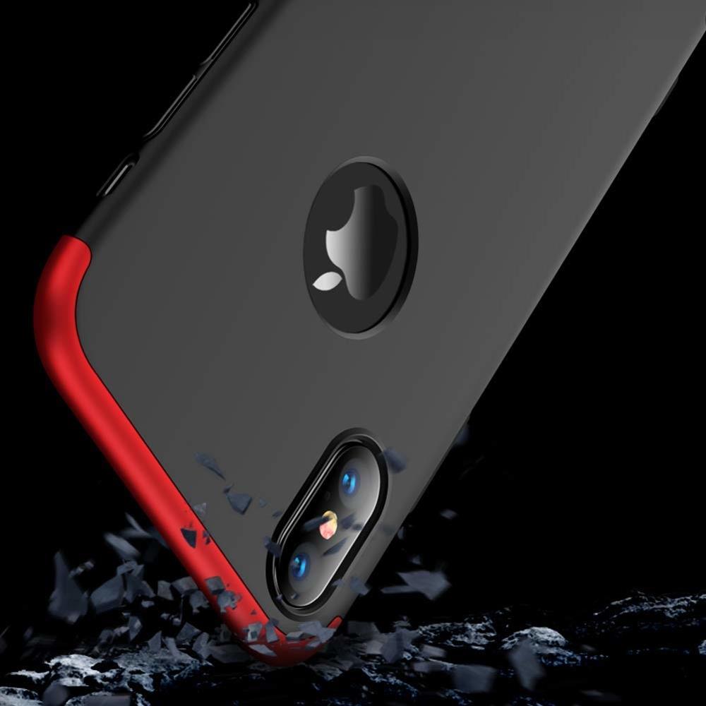 Puzdro 360 Protection červeno-čierne s dierou na Apple logo – iPhone Xr | Kryty na mobil Kryty na mobil | Puzdro 360 Protection červeno-čierne s dierou na Apple logo – iPhone Xr | Kryty na mobil