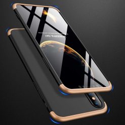 Kryty na mobil | Puzdro 360 Protection zlato-čierne s dierou na Apple logo – iPhone Xr | Kryty na mobil