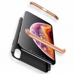 Kryty na mobil | Puzdro 360 Protection zlato-čierne s dierou na Apple logo – iPhone Xr | Kryty na mobil