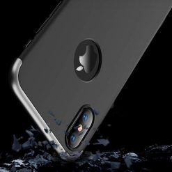 Kryty na mobil | Puzdro 360 Protection strieborno-čierne s dierou na Apple logo – iPhone Xr | Kryty na mobil