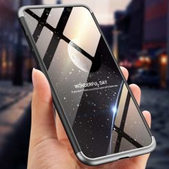 Kryty na mobil | Puzdro 360 Protection strieborno-čierne s dierou na Apple logo – iPhone Xr | Kryty na mobil