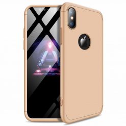 Kryty na mobil | Puzdro 360 Protection zlaté s dierou na Apple logo – iPhone Xr | Kryty na mobil