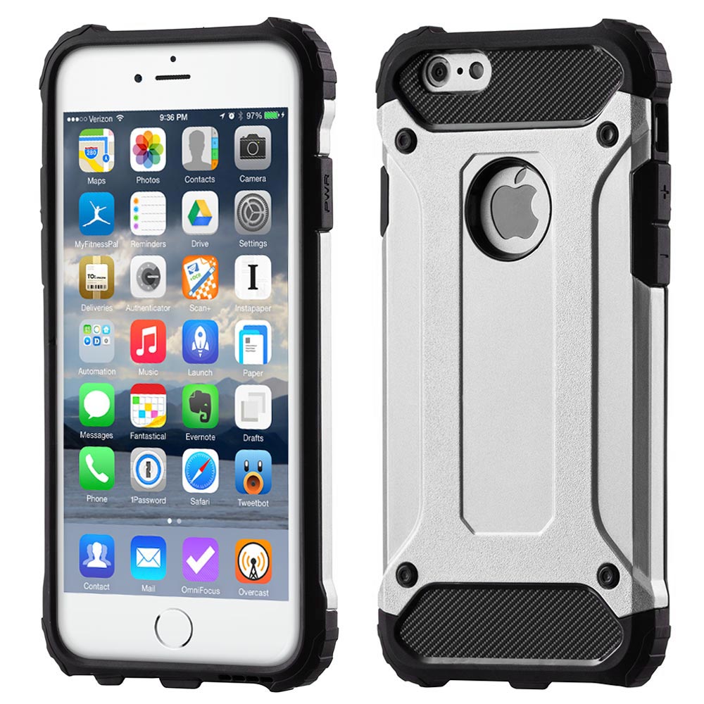 Odolný kryt Hybrid Armor strieborný – iPhone 6 / 6S | Kryty na mobil Kryty na mobil | Odolný kryt Hybrid Armor strieborný – iPhone 6 / 6S | Kryty na mobil