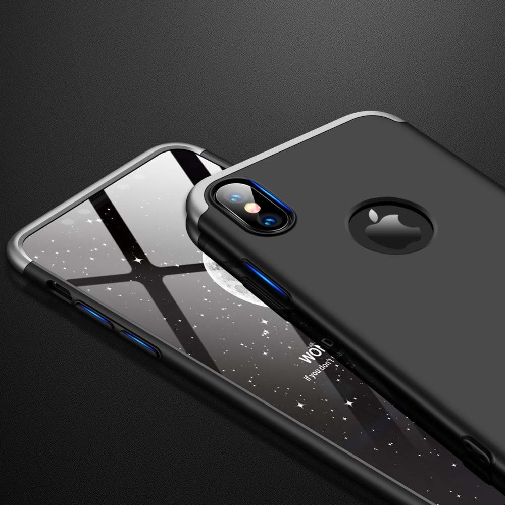 Puzdro 360 Protection strieborno-čierne – iPhone Xs Max | Kryty na mobil Kryty na mobil | Puzdro 360 Protection strieborno-čierne – iPhone Xs Max | Kryty na mobil