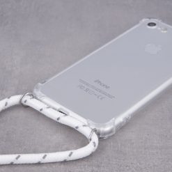 Kryty na mobil | Zadný transparentný kryt s bielou šnúrkou Neck Strap – Apple iPhone 7 / iPhone 8 / iPhone SE 2020 / iPhone SE 2022 | Kryty na mobil