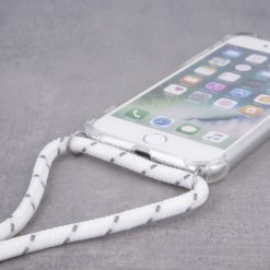 Kryty na mobil | Zadný transparentný kryt s bielou šnúrkou Neck Strap – Apple iPhone 7 / iPhone 8 / iPhone SE 2020 / iPhone SE 2022 | Kryty na mobil