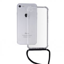 Kryty na mobil | Zadný transparentný kryt s čiernou šnúrkou Neck Strap – Apple iPhone 7 / iPhone 8 / iPhone SE 2020 / iPhone SE 2022 | Kryty na mobil