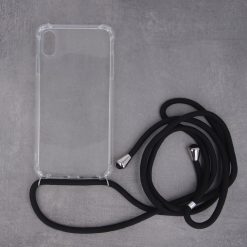 Kryty na mobil | Zadný transparentný kryt s čiernou šnúrkou Neck Strap – Huawei P Smart 2019 / Honor 10 Lite | Kryty na mobil