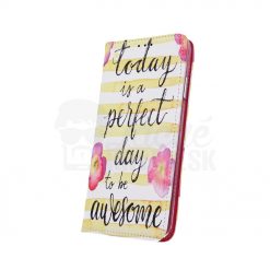 Kryty na mobil | Knižkové puzdro Trendy Perfect day to be awesome – Samsung Galaxy A20e | Kryty na mobil