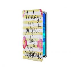 Kryty na mobil | Knižkové puzdro Trendy Perfect day to be awesome – Huawei Y7 2019 | Kryty na mobil