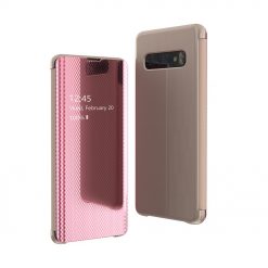 Kryty na mobil | Priehľadný kryt Flip View Case ružový – Samsung Galaxy S10e | Kryty na mobil