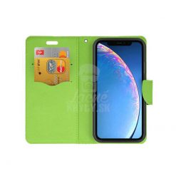 Peňaženkové puzdro Fancy Book modro-limetkové – iPhone 11