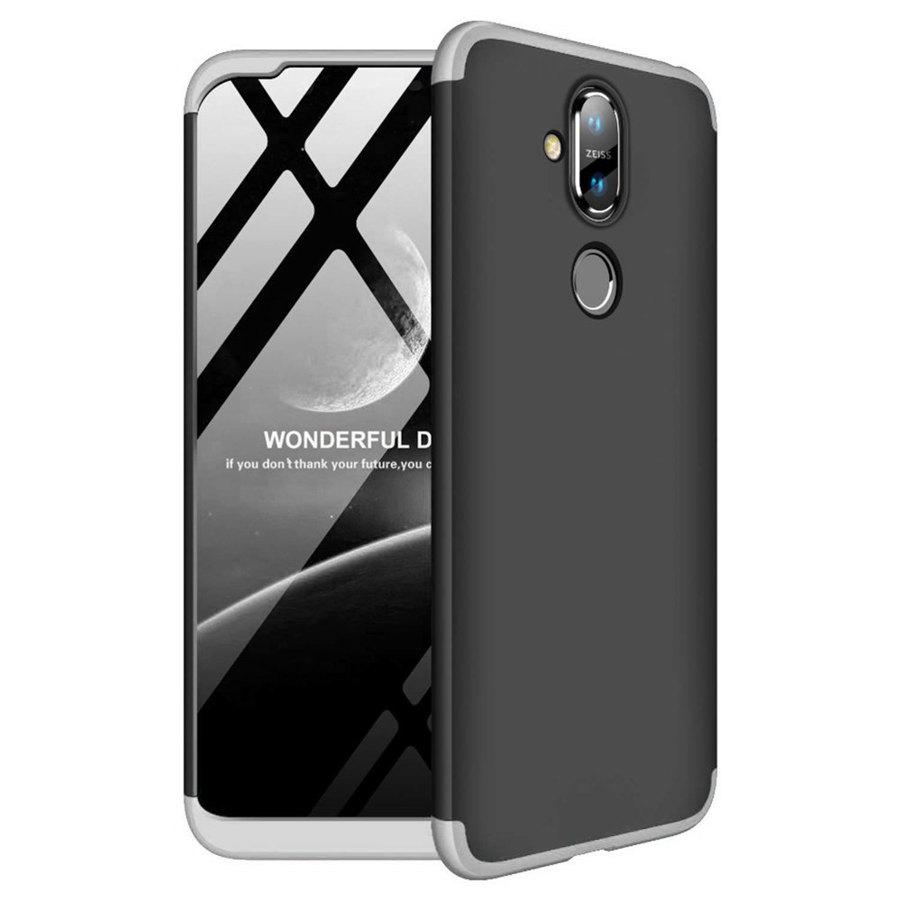 Puzdro 360 Protection čierno-strieborné – Nokia 8.1 | Kryty na mobil Kryty na mobil | Puzdro 360 Protection čierno-strieborné – Nokia 8.1 | Kryty na mobil