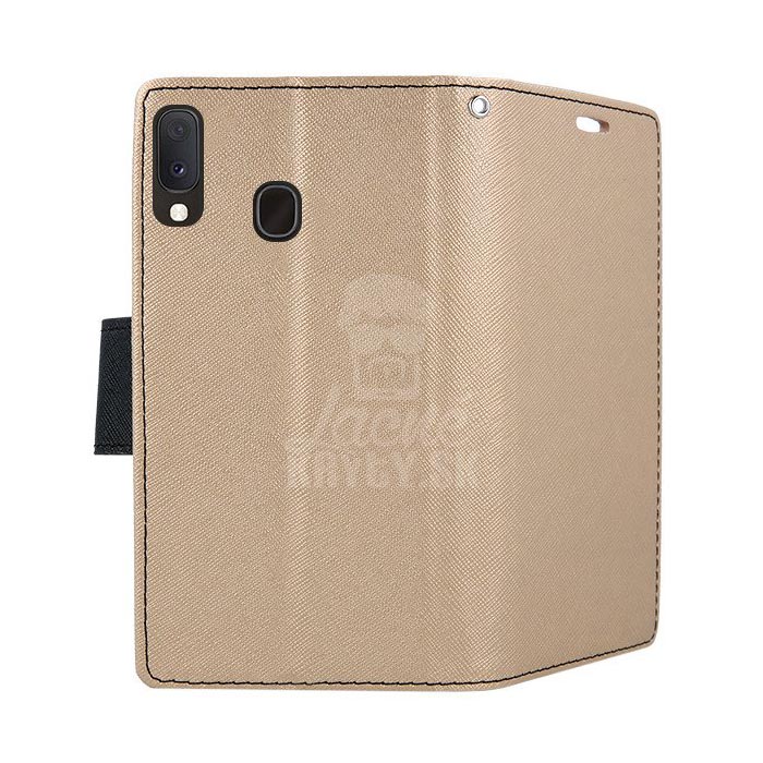 Peňaženkové puzdro Fancy Book zlato-čierne – Samsung Galaxy A20e | Kryty na mobil Kryty na mobil | Peňaženkové puzdro Fancy Book zlato-čierne – Samsung Galaxy A20e | Kryty na mobil