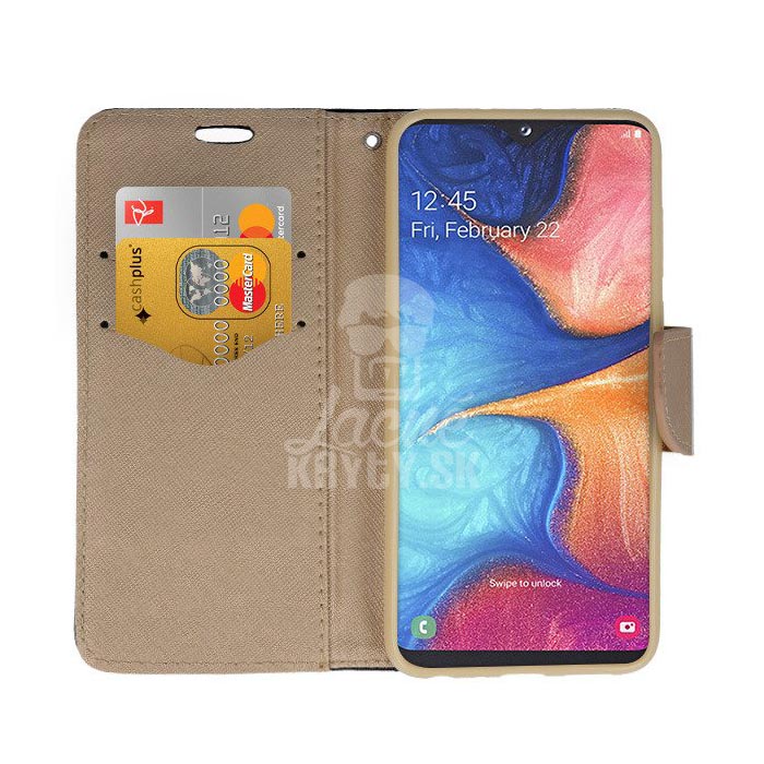 Peňaženkové puzdro Fancy Book čierno-zlaté – Samsung Galaxy A20e | Kryty na mobil Kryty na mobil | Peňaženkové puzdro Fancy Book čierno-zlaté – Samsung Galaxy A20e | Kryty na mobil