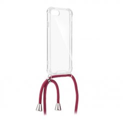 Kryty na mobil | Zadný transparentný kryt s červenou šnúrkou Neck Strap – Xiaomi Redmi Note 8 Pro | Kryty na mobil