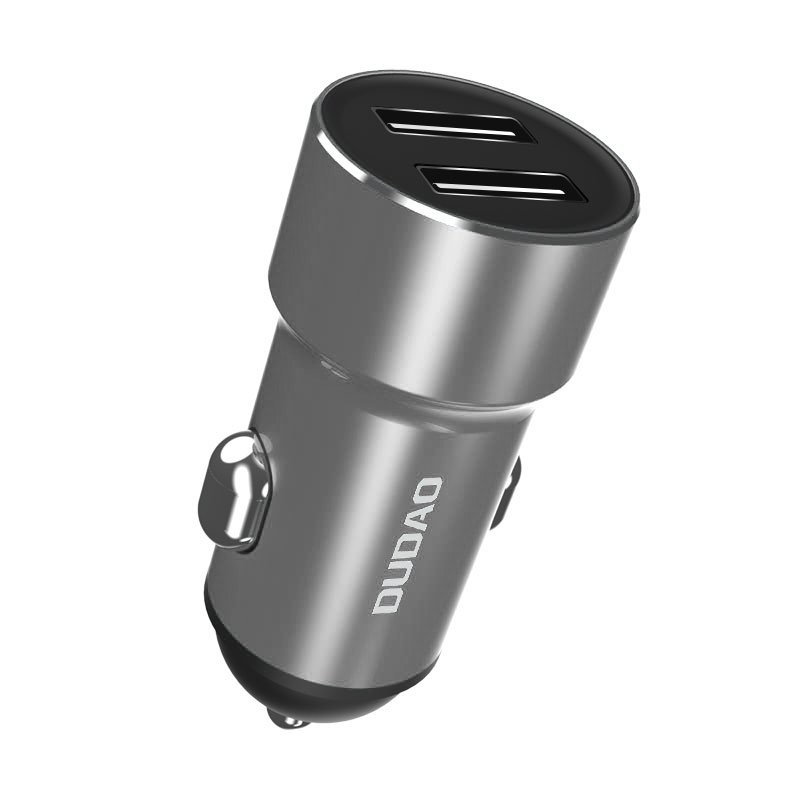 Nabíjačka do auta Dudao R6 2,4A na 2 USB strieborná | Kryty na mobil Kryty na mobil | Nabíjačka do auta Dudao R6 2,4A na 2 USB strieborná | Kryty na mobil