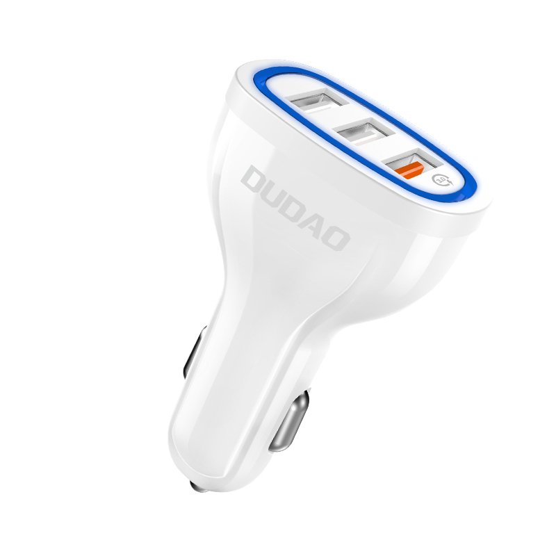 Nabíjačka do auta Dudao R7S 2,4A Quick Charge 3.0 na 3 USB biela | Kryty na mobil Kryty na mobil | Nabíjačka do auta Dudao R7S 2,4A Quick Charge 3.0 na 3 USB biela | Kryty na mobil
