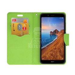 Kryty na mobil | Peňaženkové puzdro Fancy Book modro-limetkové – Xiaomi Redmi 7A | Kryty na mobil