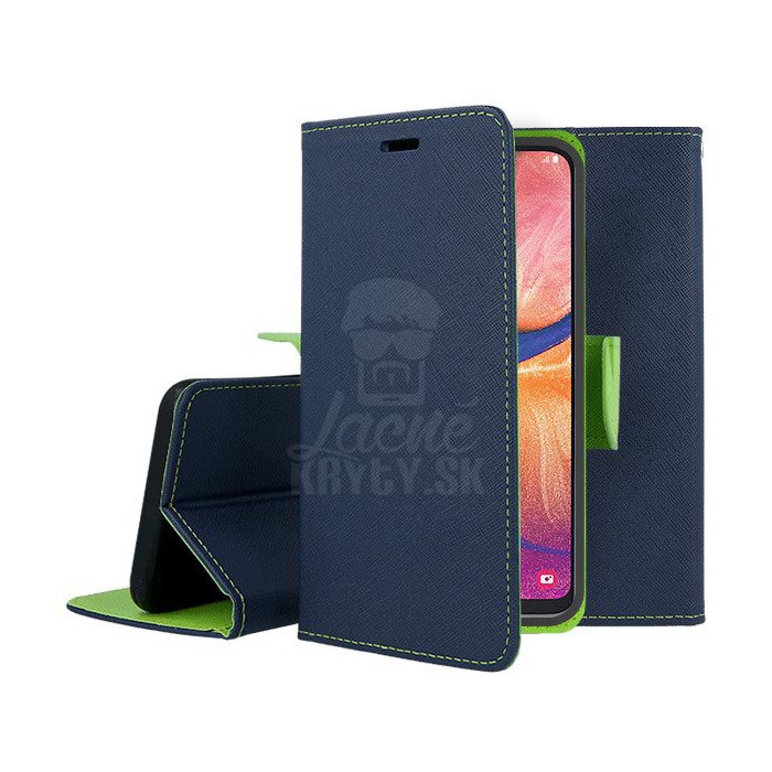 Peňaženkové puzdro Fancy Book modro-limetkové – Samsung Galaxy A20e | Kryty na mobil Kryty na mobil | Peňaženkové puzdro Fancy Book modro-limetkové – Samsung Galaxy A20e | Kryty na mobil