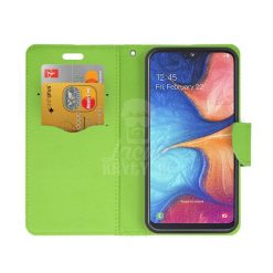 Peňaženkové puzdro Fancy Book modro-limetkové – Samsung Galaxy A20e | Kryty na mobil Kryty na mobil | Peňaženkové puzdro Fancy Book modro-limetkové – Samsung Galaxy A20e | Kryty na mobil