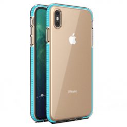 Kryty na mobil | Transparentný kryt Spring Case 1mm bledomodrý rám – iPhone Xs Max | Kryty na mobil