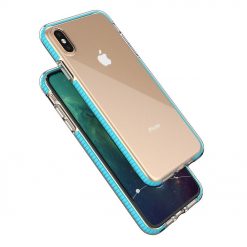 Kryty na mobil | Transparentný kryt Spring Case 1mm bledomodrý rám – iPhone Xs Max | Kryty na mobil