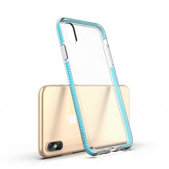 Kryty na mobil | Transparentný kryt Spring Case 1mm bledomodrý rám – iPhone Xs Max | Kryty na mobil