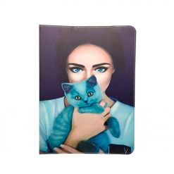 Kryty na mobil | Univerzálne knižkové puzdro Lady with cat pre tablet so 9 – 10 palcovým displejom | Kryty na mobil