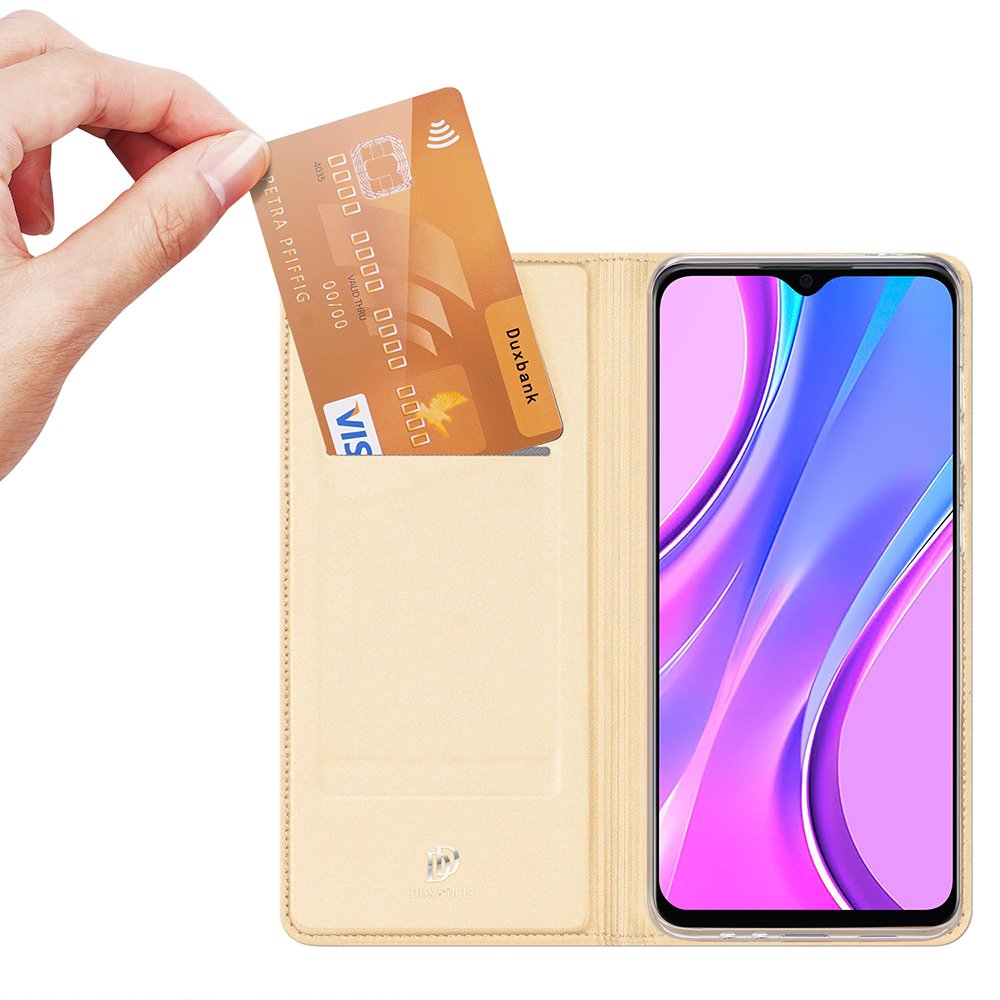 Peňaženkové puzdro Dux Ducis Skin Pro zlaté – Xiaomi Redmi 9 | Kryty na mobil Kryty na mobil | Peňaženkové puzdro Dux Ducis Skin Pro zlaté – Xiaomi Redmi 9 | Kryty na mobil