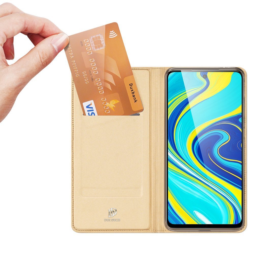 Peňaženkové puzdro Dux Ducis Skin Pro zlaté – Xiaomi Redmi Note 9S / Note 9 Pro | Kryty na mobil Kryty na mobil | Peňaženkové puzdro Dux Ducis Skin Pro zlaté – Xiaomi Redmi Note 9S / Note 9 Pro | Kryty na mobil