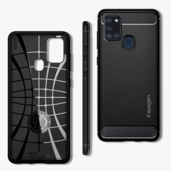 Kryty na mobil | Zadný kryt Spigen Rugged Armor čierny – Samsung Galaxy A21s | Kryty na mobil