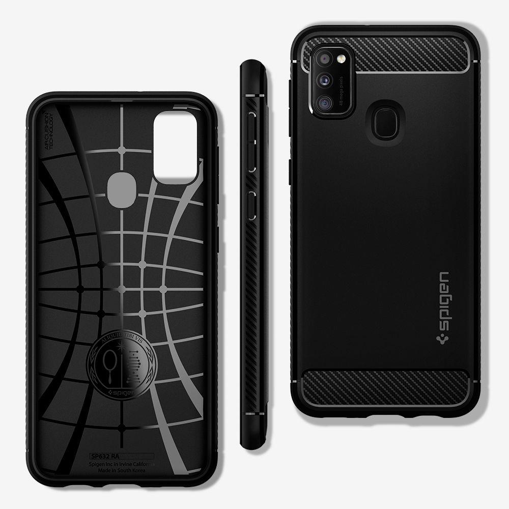 Zadný kryt Spigen Rugged Armor čierny – Samsung Galaxy M21 | Kryty na mobil Kryty na mobil | Zadný kryt Spigen Rugged Armor čierny – Samsung Galaxy M21 | Kryty na mobil