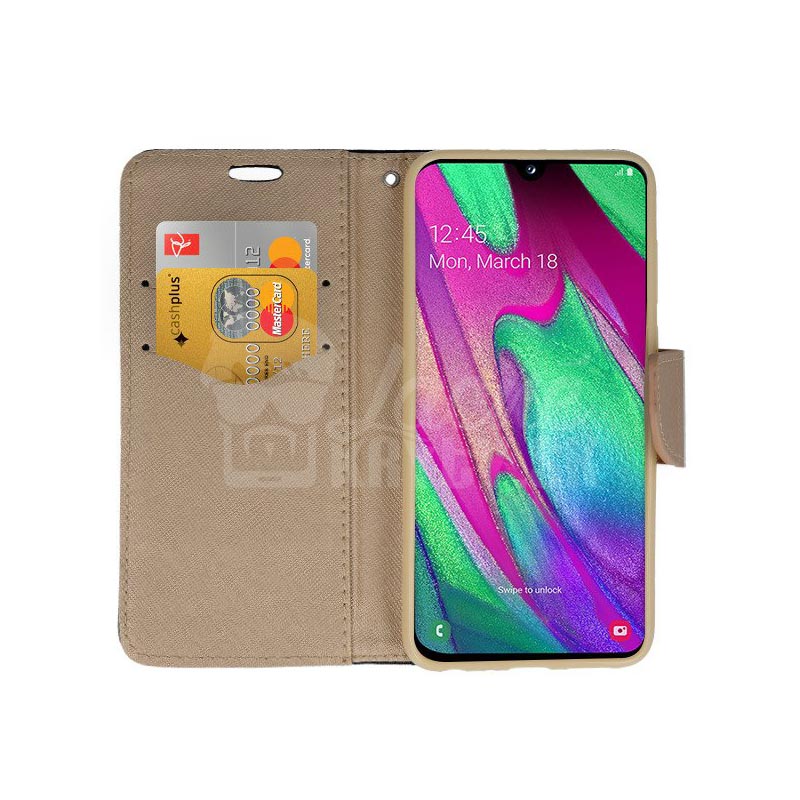 Peňaženkové puzdro Fancy Book čierno-zlaté – Samsung Galaxy A41 | Kryty na mobil Kryty na mobil | Peňaženkové puzdro Fancy Book čierno-zlaté – Samsung Galaxy A41 | Kryty na mobil