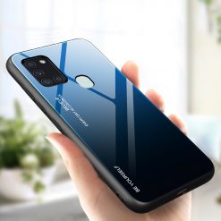 Kryty na mobil | Sklenený kryt Gradient glass modro-čierny – Samsung Galaxy A21s | Kryty na mobil