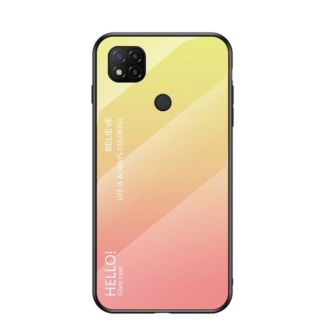 Sklenený kryt Gradient glass ružovo-žltý – Xiaomi Redmi 9C | Kryty na mobil Kryty na mobil | Sklenený kryt Gradient glass ružovo-žltý – Xiaomi Redmi 9C | Kryty na mobil