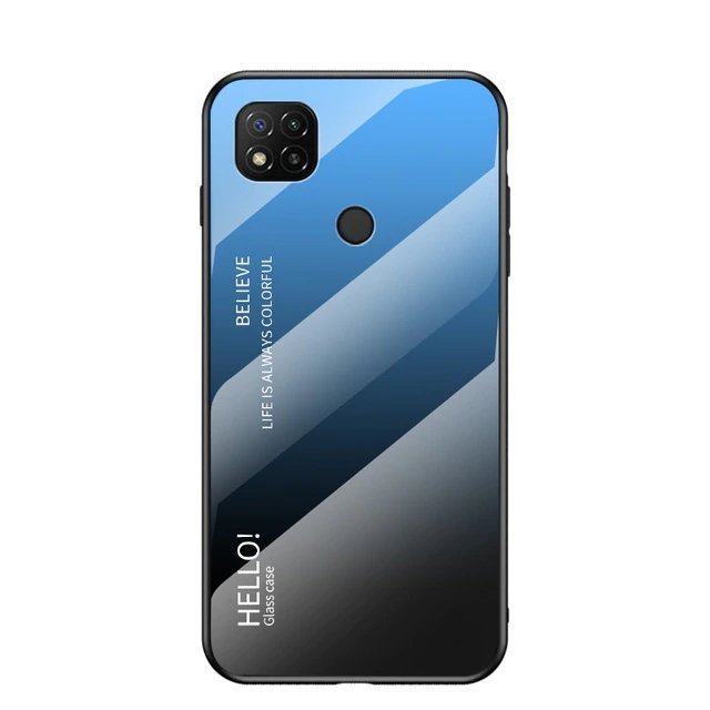 Sklenený kryt Gradient glass modro-čierny – Xiaomi Redmi 9C | Kryty na mobil Kryty na mobil | Sklenený kryt Gradient glass modro-čierny – Xiaomi Redmi 9C | Kryty na mobil