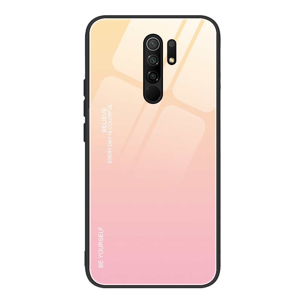 Sklenený kryt Gradient glass ružovo-žltý – Xiaomi Redmi 9 | Kryty na mobil Kryty na mobil | Sklenený kryt Gradient glass ružovo-žltý – Xiaomi Redmi 9 | Kryty na mobil