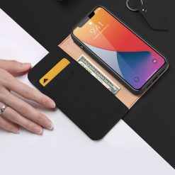 Kryty na mobil | Kožené peňaženkové puzdro Dux Ducis Wish čierne – Apple iPhone 12 Mini | Kryty na mobil