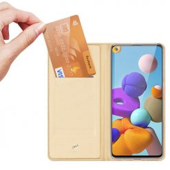 Kryty na mobil | Peňaženkové puzdro Dux Ducis Skin Pro zlaté – Samsung Galaxy A21s | Kryty na mobil