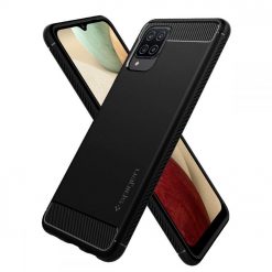 Kryty na mobil | Zadný kryt Spigen Rugged Armor čierny – Samsung Galaxy A12 / M12 | Kryty na mobil